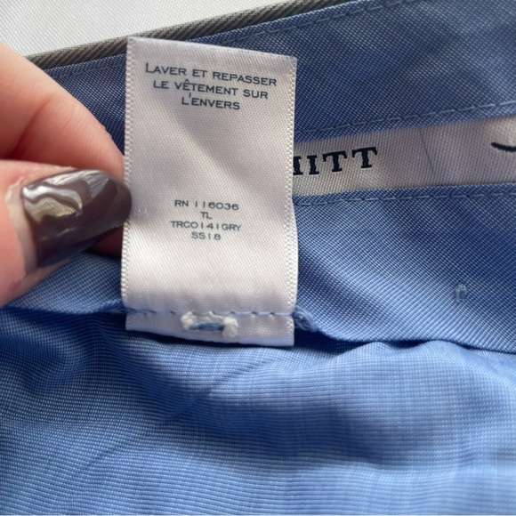 CHARLES TYRWHITT MENS NON-IRON CLASSIC FIT COTTON GRAY KHAKI PANTS - SIZE 36x32 - Picture 10 of 10